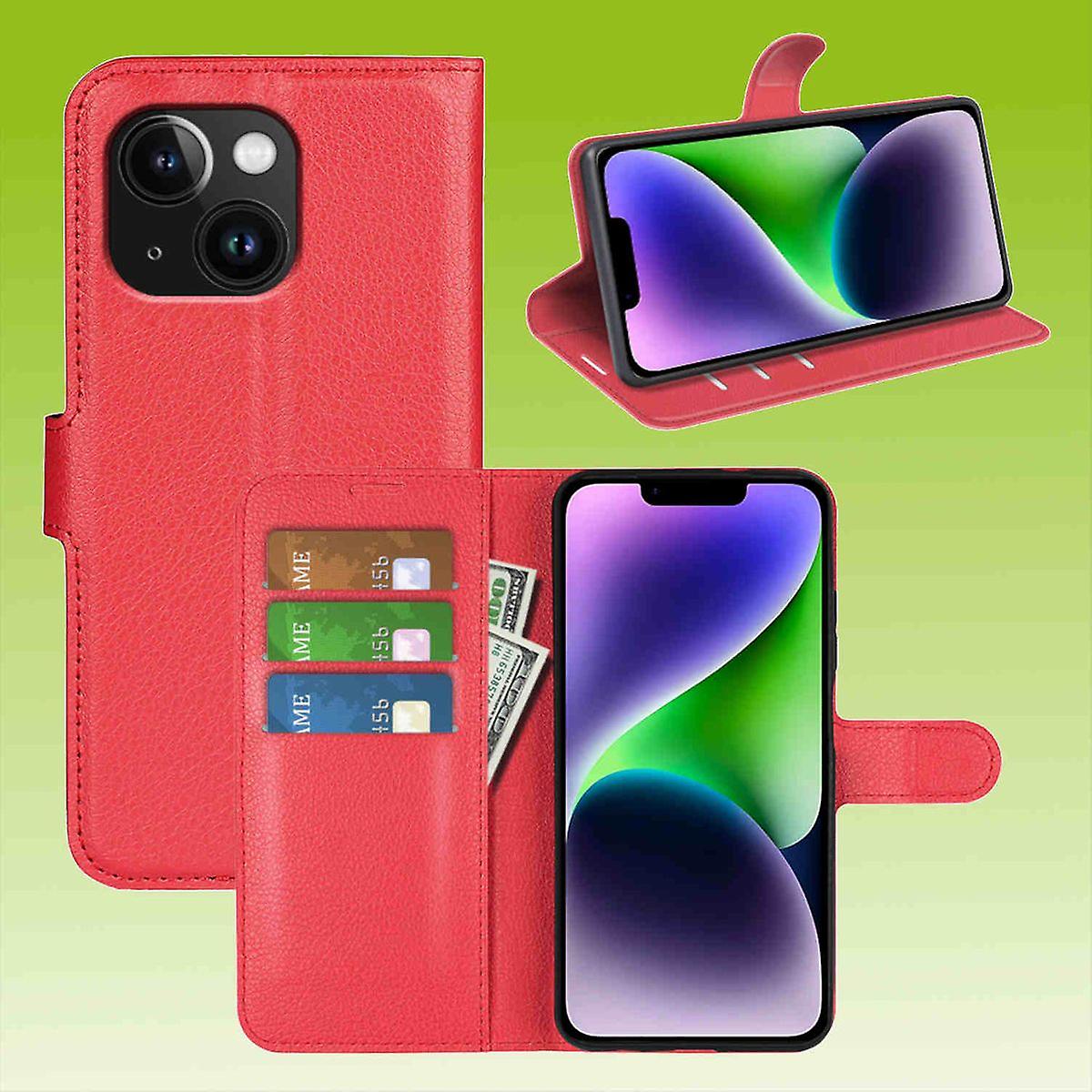 For Apple iPhone 15 Plus Cell Phone Case Wallet Premium Protective Case Cover Cases New Accessories Red