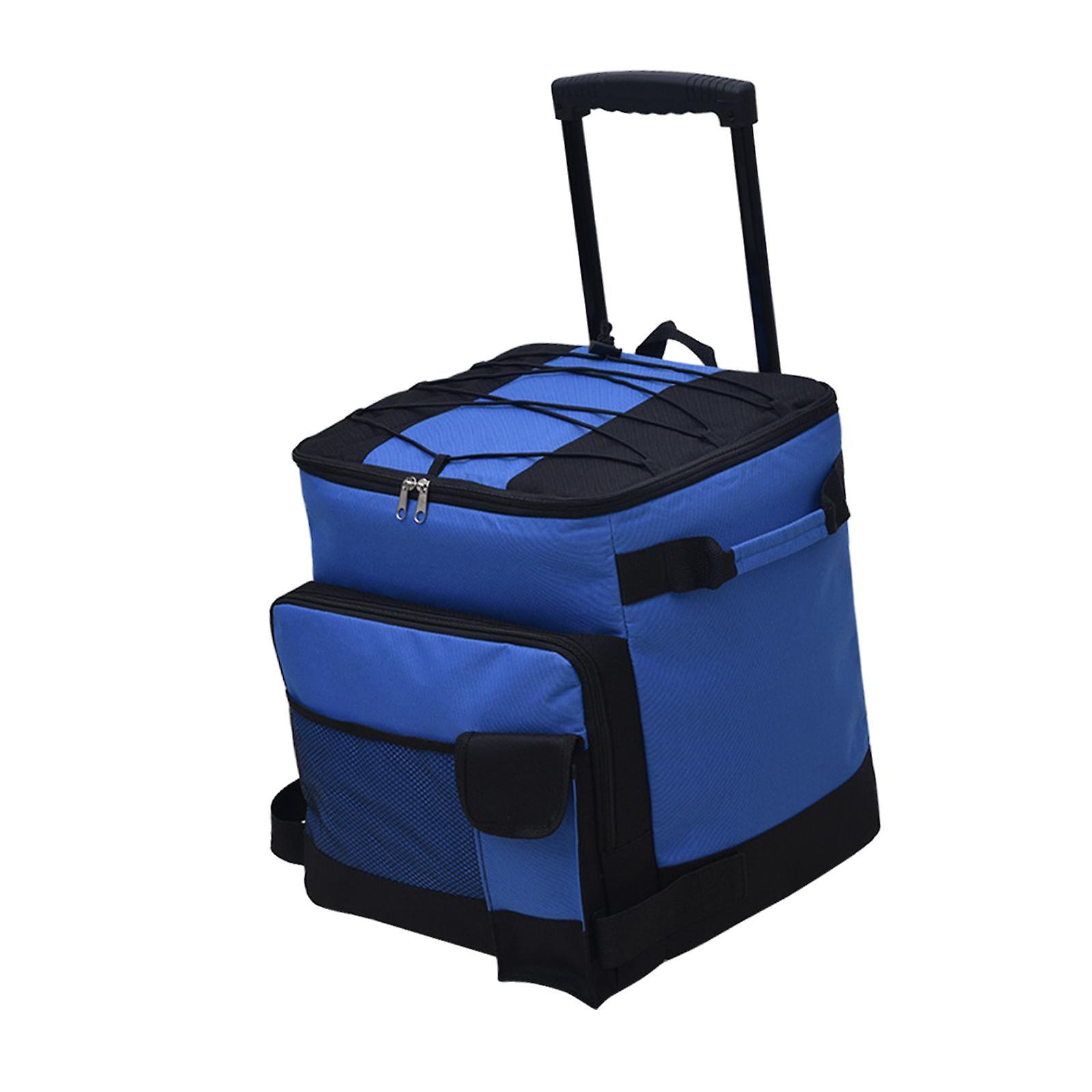 Rolling Cooler Cart Picnic Leakproof Waterproof Camping Cooler Bag Insulated Blue