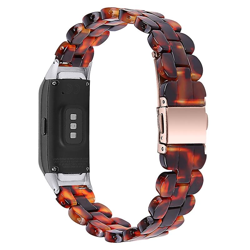 Oval Resin Smart Watch Band Wrist Strap with Buckle for Samsung Galaxy Fit SM-R370 - Tortoiseshell