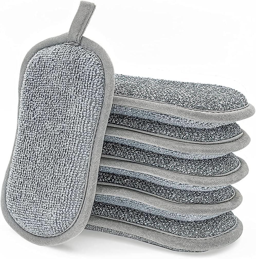 Washable Antibacterial Kitchen Sponge, 6-Pack Double-Sided