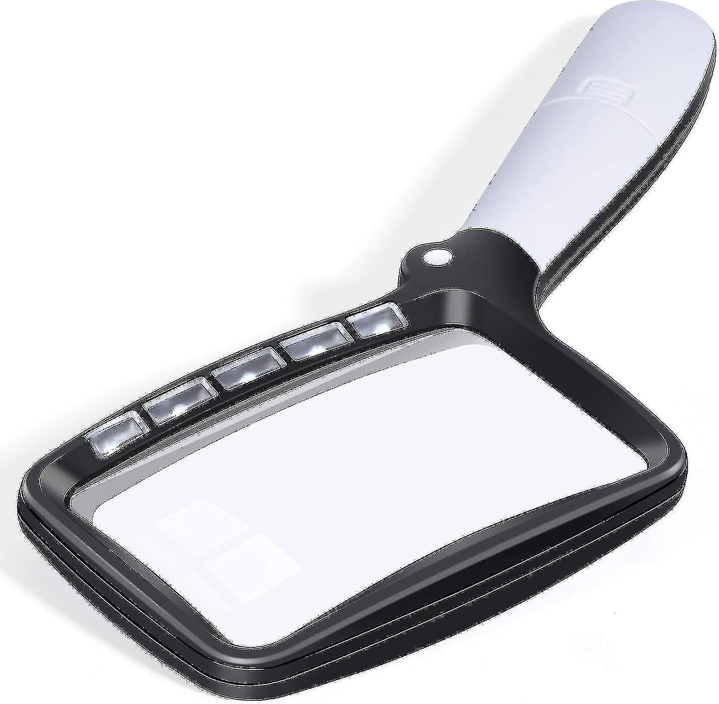 Rectangular Reading Magnifier With 5 Led Lights, 2 Intensity Modes And 2x Magnification For Elderly