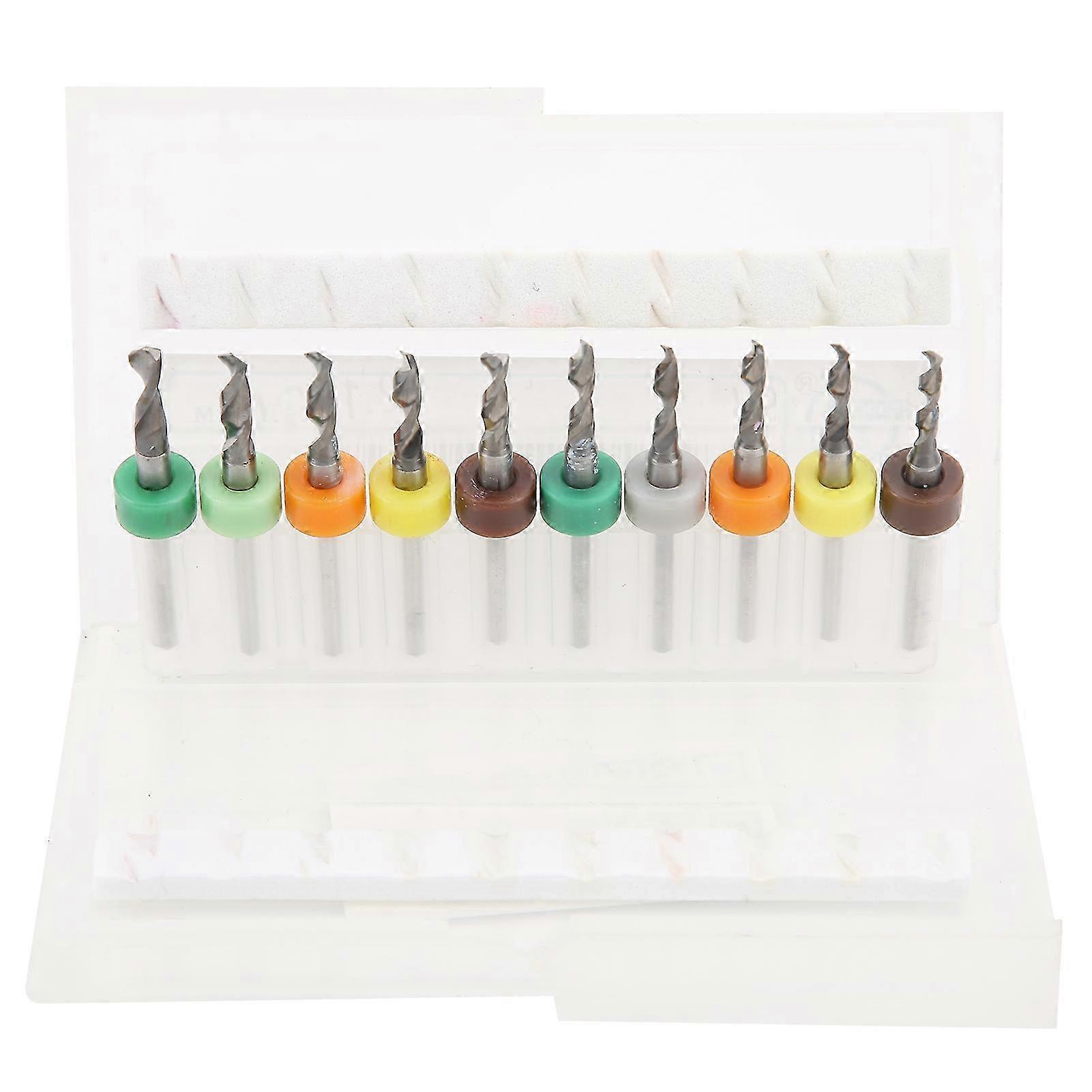 Risegun Circuit Board Drill Bit Tungsten Steel Micro Twist Bits 10-Pack, Circuit Board Straight Handle Spiral Drills 0.3-1.2mm