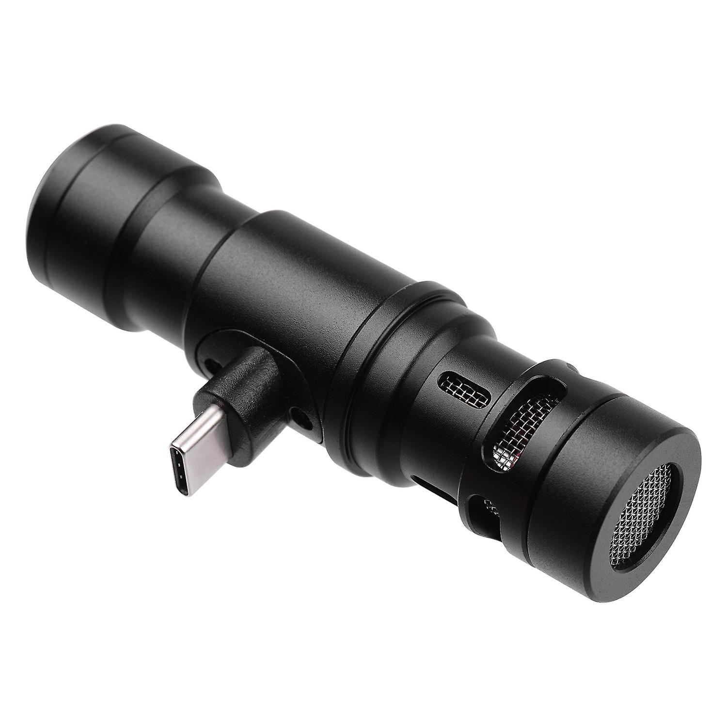 Andoer Plug-on Type-C Smartphone Microphone Video Mic with 3.5mm Monitor Interface Windscreen for Sm