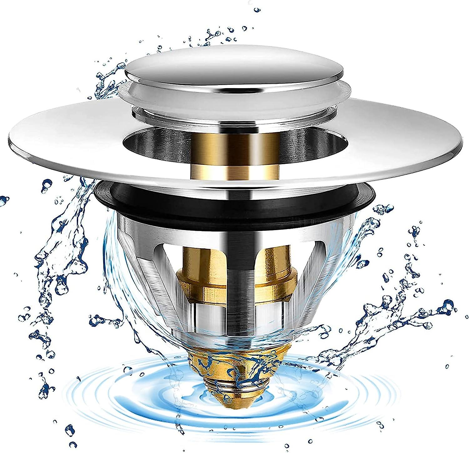 Go Swing Bands Universal Stainless Steel Pop-Up Drain Plug With 2 Washers For 32-38Mm Sinks (1)