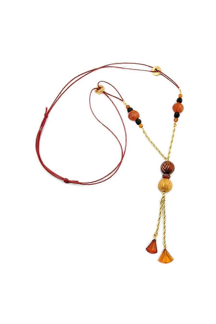 Necklace Brown/rust/gold-coloured Beads Fantasy Design - Gl00299