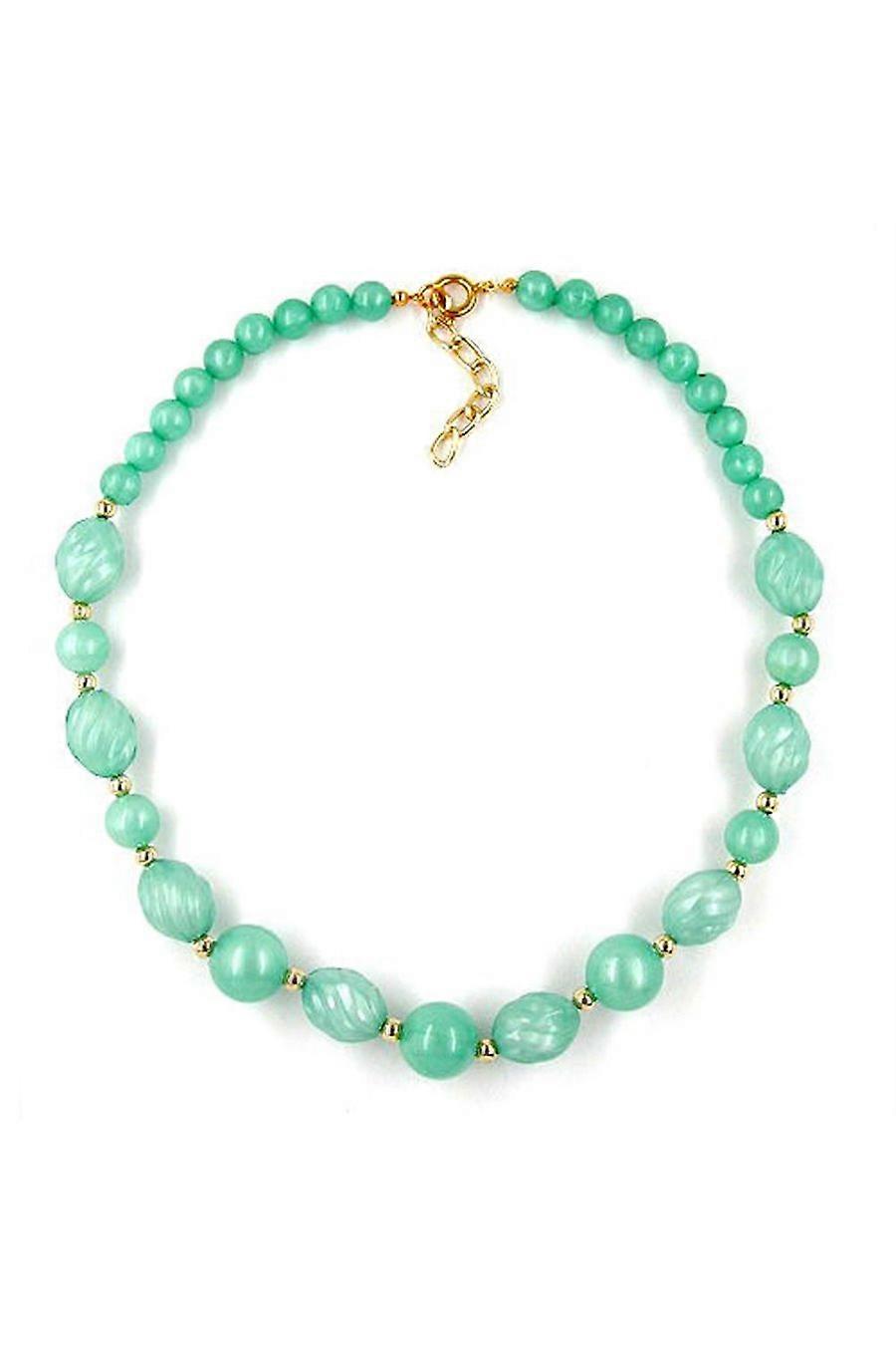 Necklace Waved Olive Turquoise Gold-plated - Gl04036