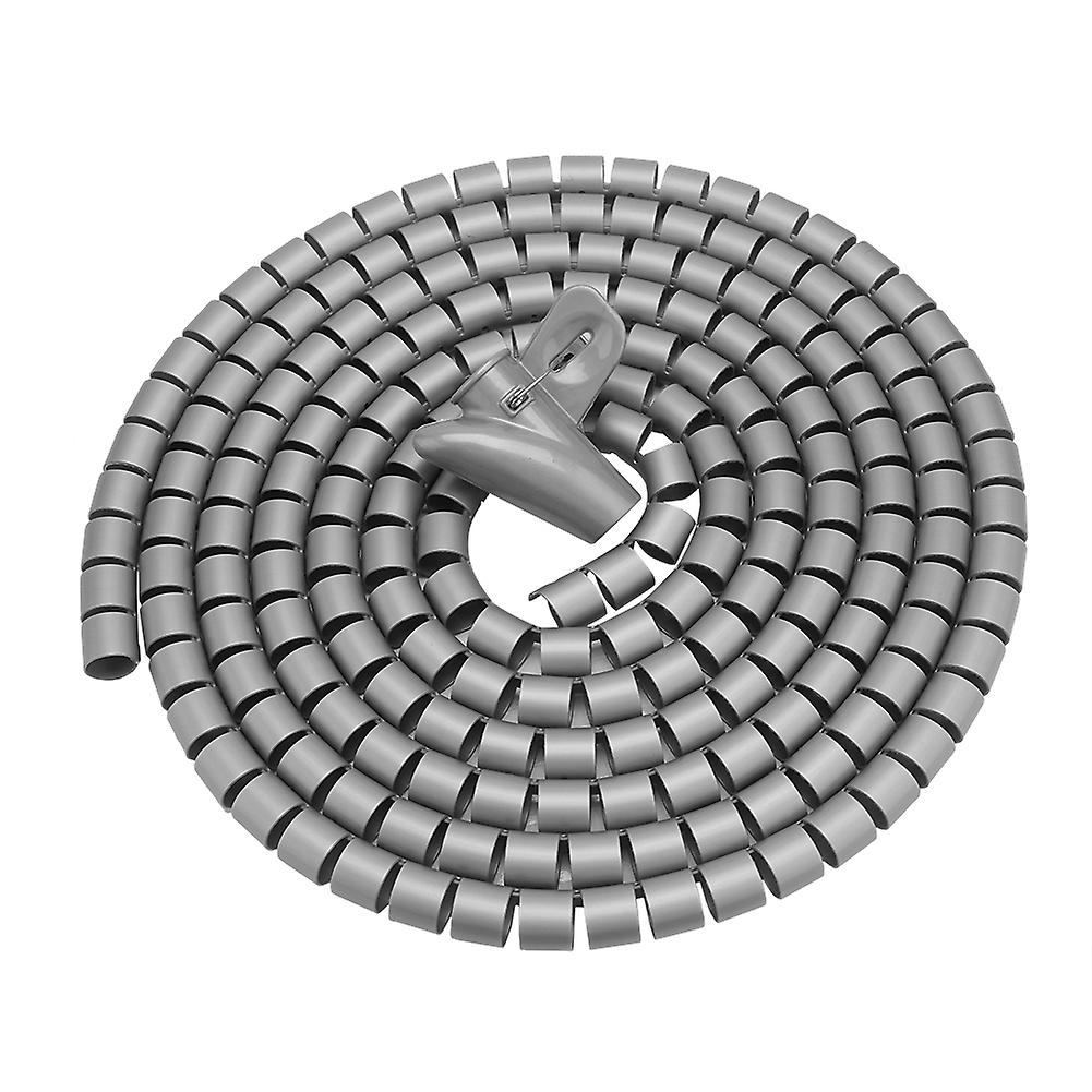 Organiseur de câbles flexible en spirale, enrouleur de câbles, protection de cordon, rangement de câbles, argent, 3 m x 16 mm