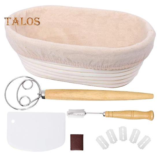 11 Stück / Satz Sauerteig Brot Backwerkzeug Kit Oval Rattan Gärkorb Stoff Liner Dänischer Schneebesen Brot Lame Schaber Klinge Abdeckung Brot machen Vorräte