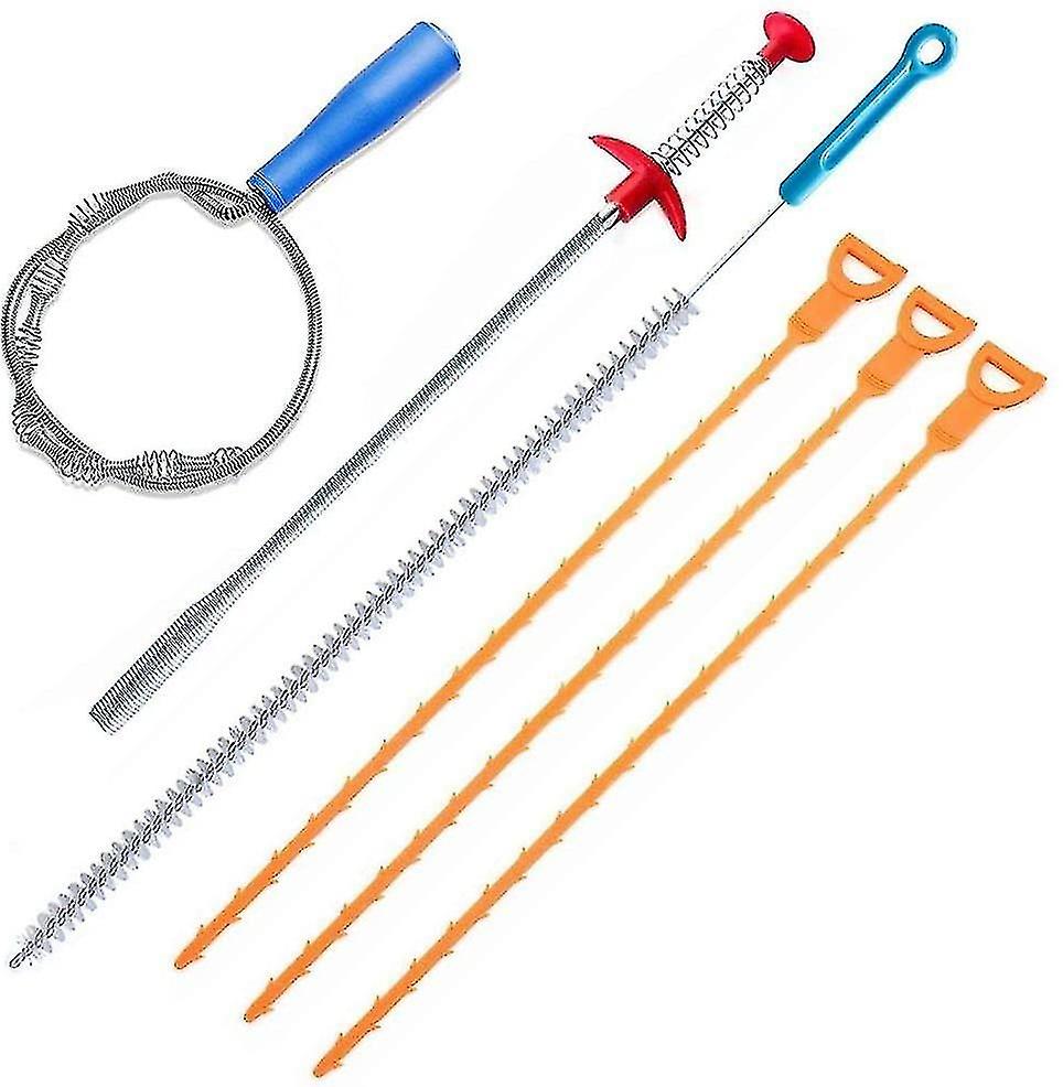 6pack Clog Remover Drain Relief Cleaner Tool,sink Drain Cleaning Brush
