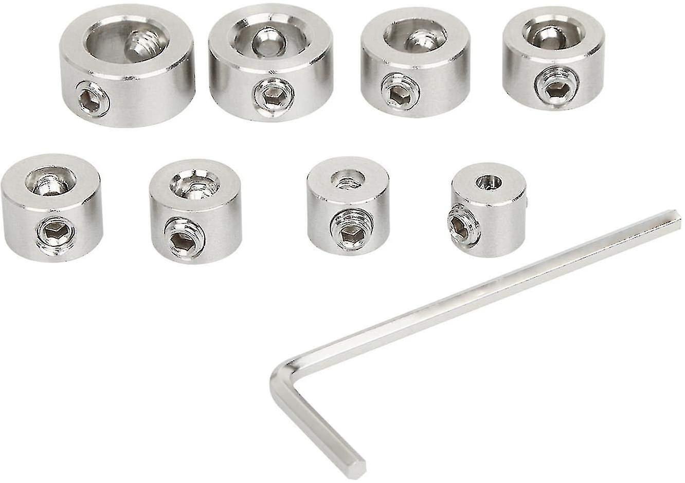 8-Piece Stainless Steel Drill Bit Depth Stop Ring Set