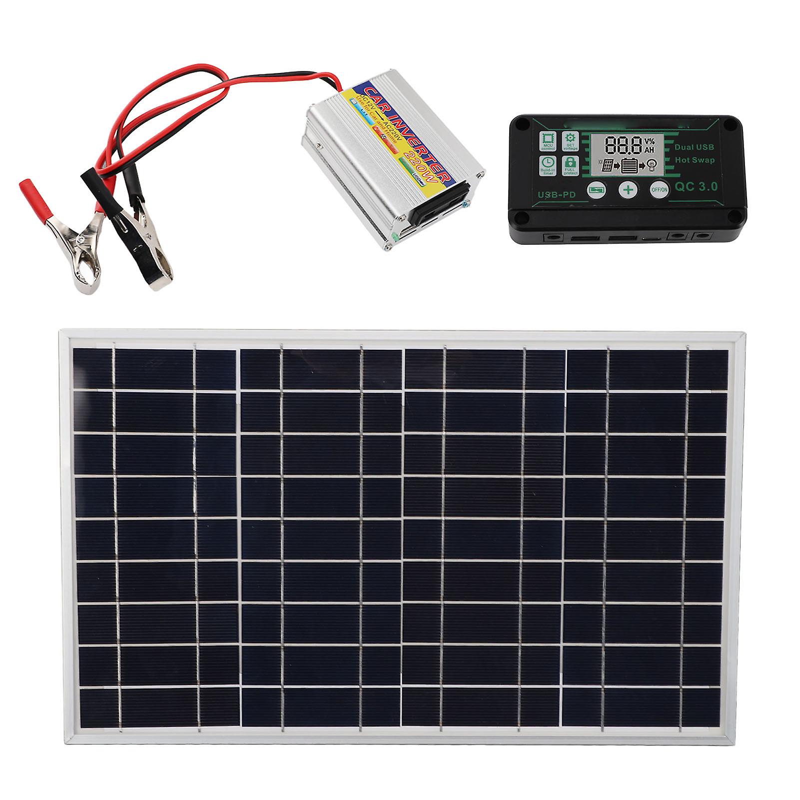 Solar Panel Kit 30W Solar Panel 220W MPPT Power Inverter Waterproof Controller for Power