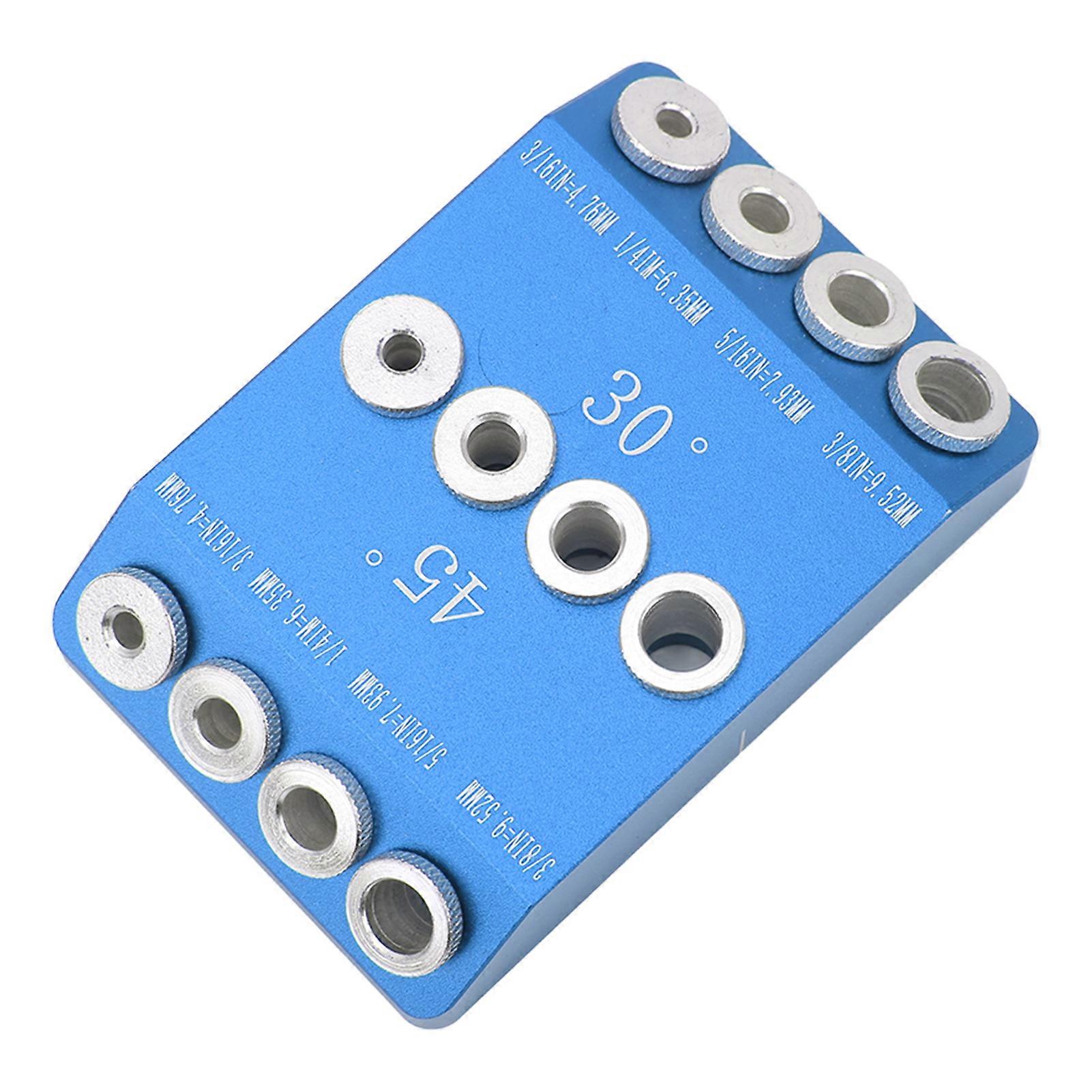 4 Sizes Pocket Hole Drill Guide Jig High Hardness Portable Simple Operation Hole Jig 30 45 90 Degree Blue