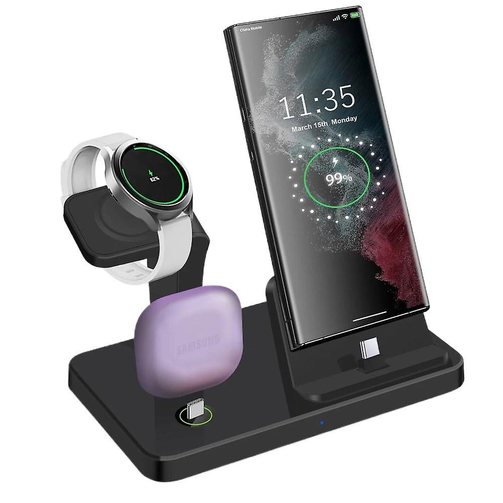Station de charge sans fil rapide 3-en-1 pour Samsung S23 / s22 / s21 / z Flip / pli, Galaxy Watch 5 Pro, Buds