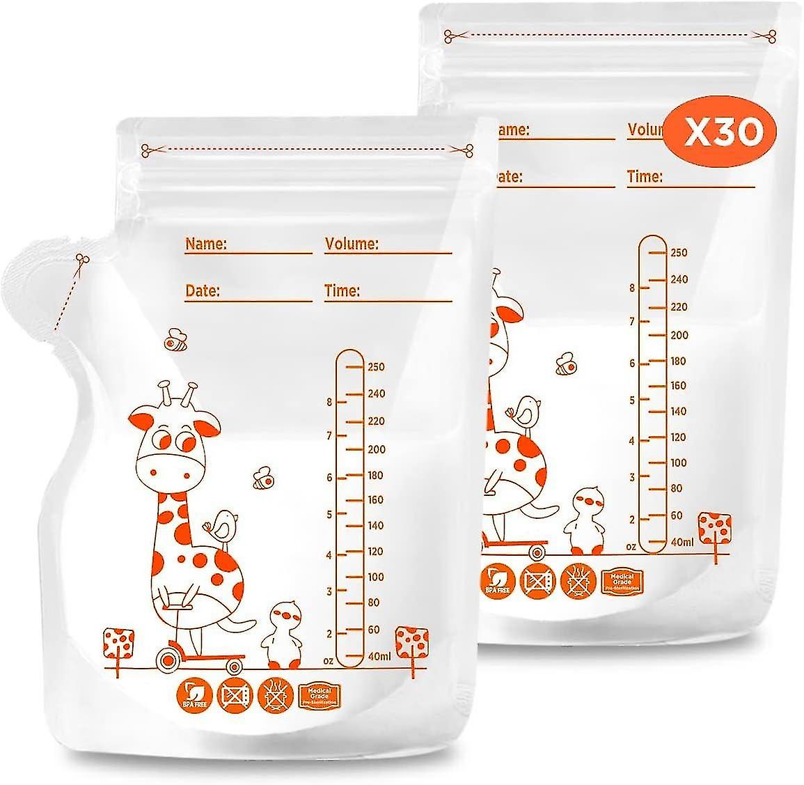 Breast Milk Storage Bag - 30 Bags of 250mL - SYMPA Design - Milk Freezer Bag - Reliable Storage in C