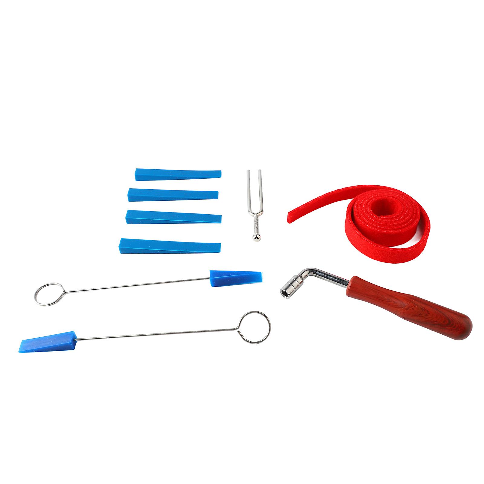 Piano Tuning Tool Set Tuning Wrench Fork Rubber Mute Wool Felt Temperament Strip Piano Tuner Kit 