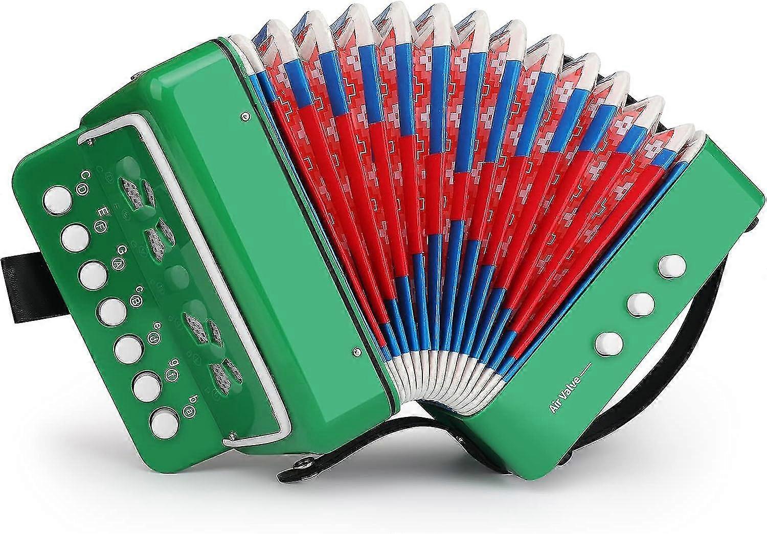 Button Accordion 10 Keys Control Accordion Include 3 Air Valve Easy To Play Lightweight Environmentally-friendly Kid Instrument For Early Childhood De