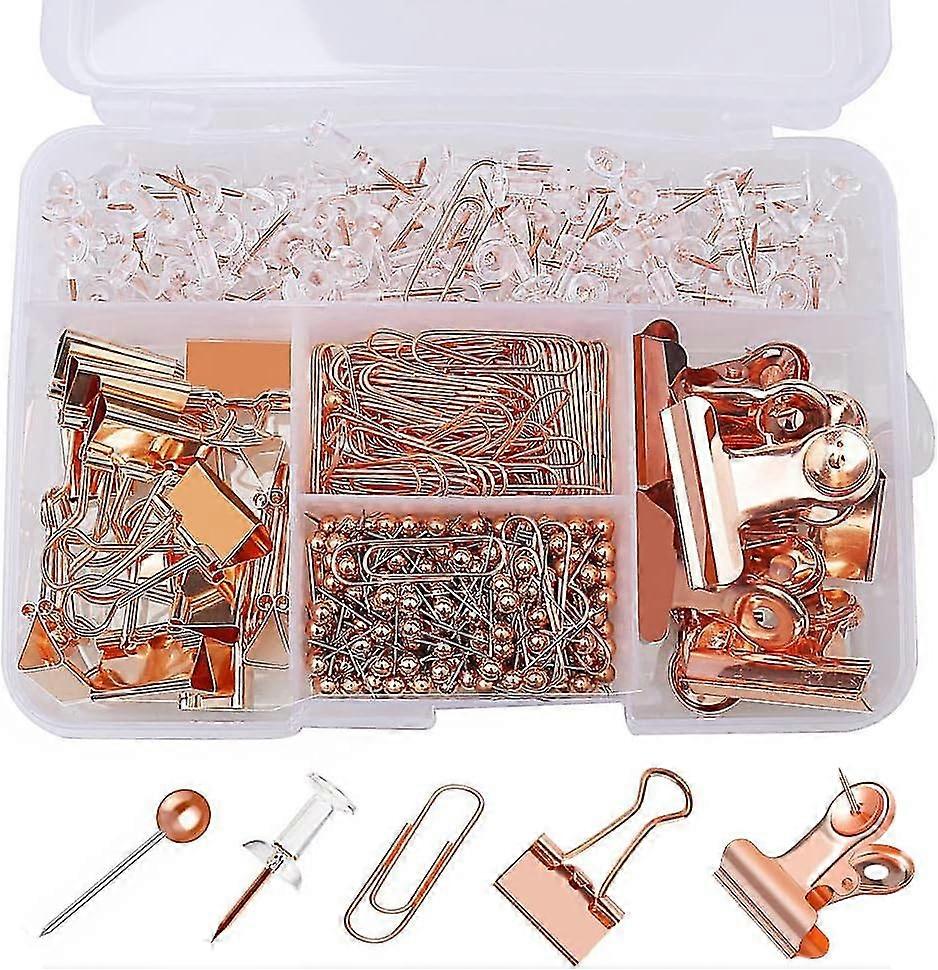New Models500 Pcs Rose Gold Push Pins Set, 5 Styles Decorative Push Pins Rose Gold