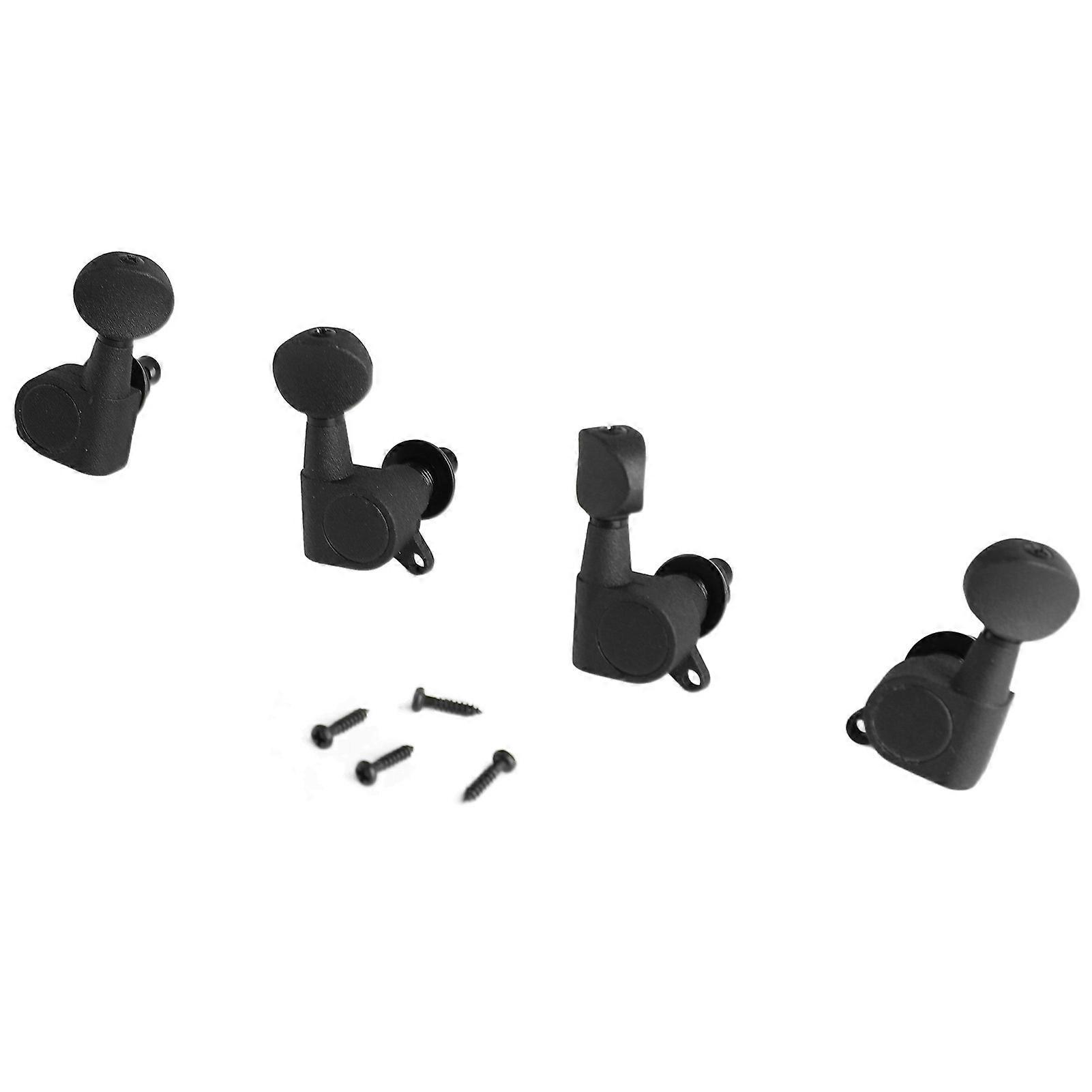 4 String Ukulele Peg with Screws Full Closed Ukulele Knob Tuning Button Left and Right Matte Black 