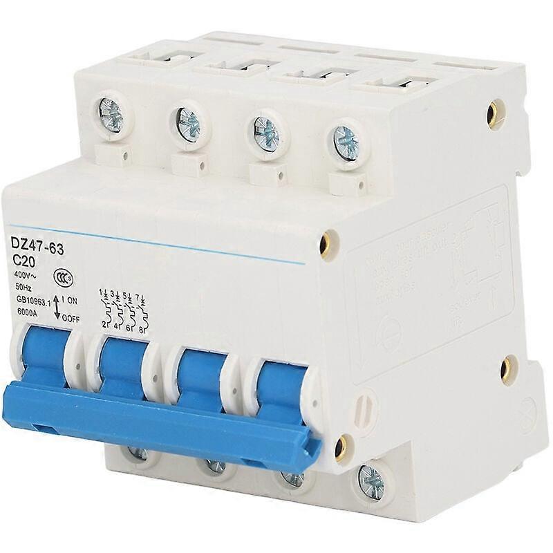 Mini 4P MCB Circuit Breaker DIN Rail Mount 6000A Breaking Capacity 400V 20A for Home