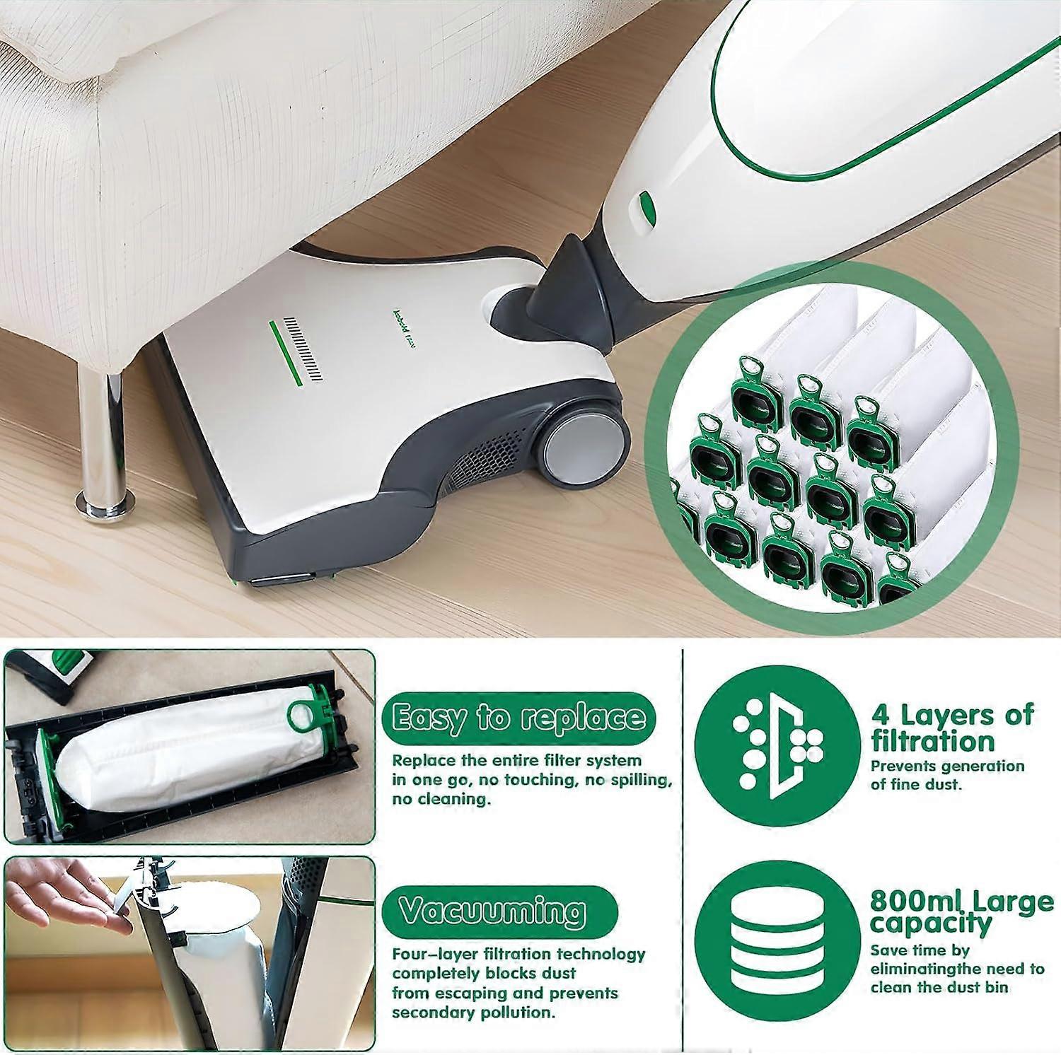 12 Sacs D'Aspirateur Pour Vorwerk Kobold VB100 , Sac À Poussière De