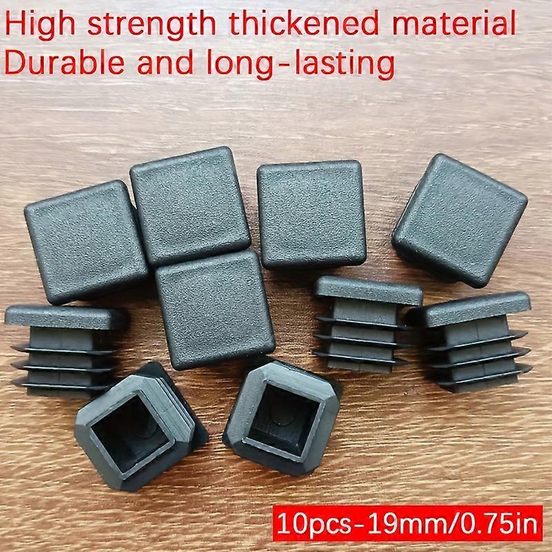 10pcs Premium 10 Inch Extra Durable Square Tubing End Caps - Mildew, Stain, and Water-Resistant Black Plastic LDPE Furniture Floor Protectors for Indo