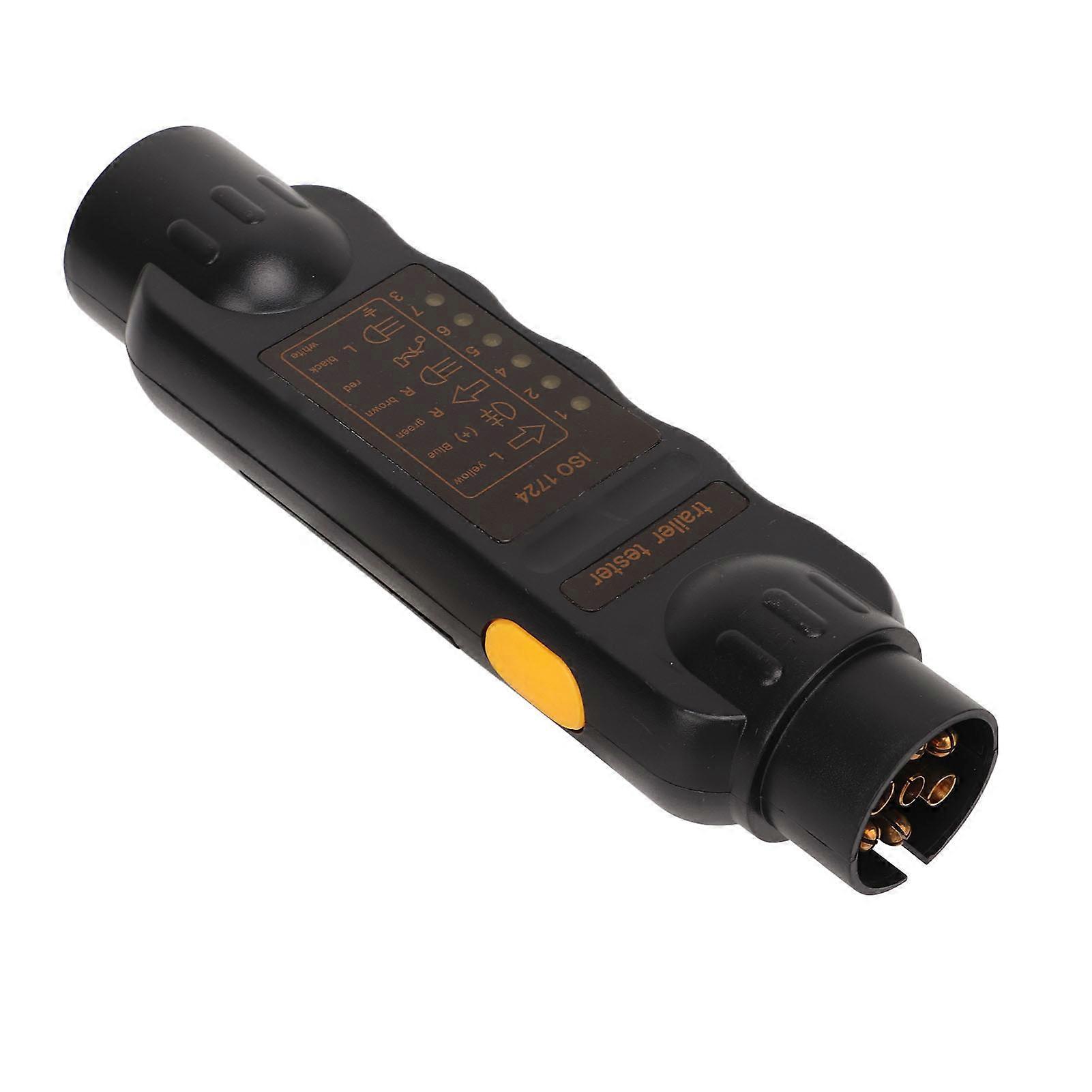 Tilhenger Socket Tester 7-pin elektrisk tilhengerfeste ledningsnett Circuit Light Test Tool for Truck RV Black Label