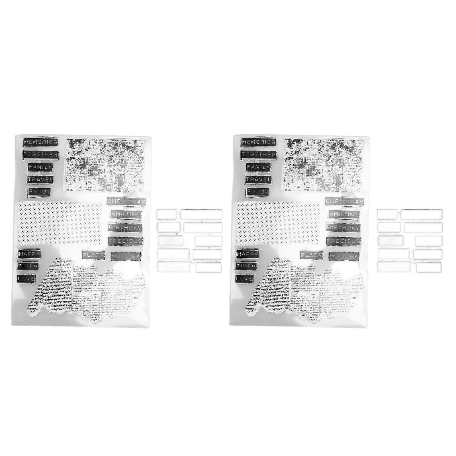 2Pcs Clear Stamp English Words Pattern Clear Safe Reusable TPR Multi Purpose Transparent Stamp for Cards Envelope Making
