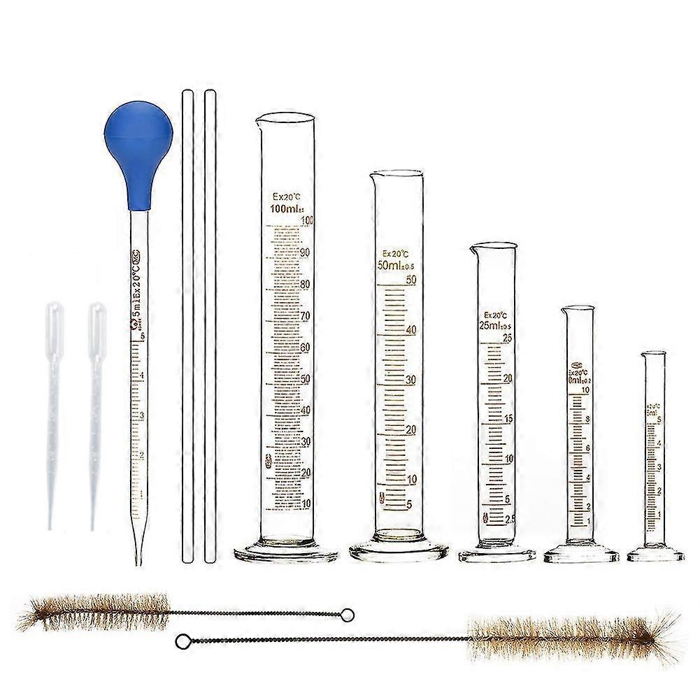 Graduated Cylinder Set,Borosilicate Glass Measuring Cylinders in with Pipettes/Stirring Rods/Clean
