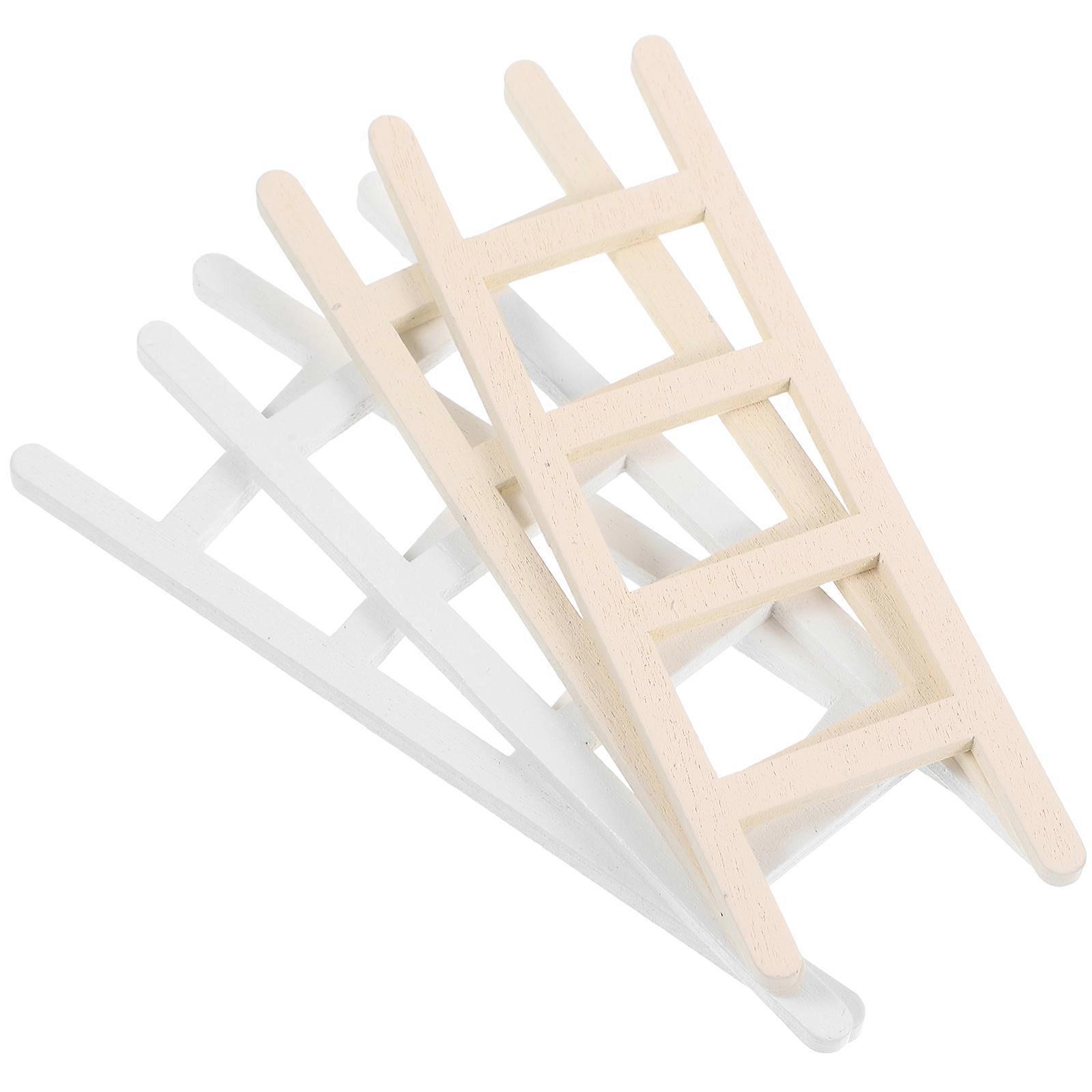 4 قطع منزل صغير سلم خشبي سلم مصغر سلم صغير منزل صغير المناظر الطبيعية الديكور