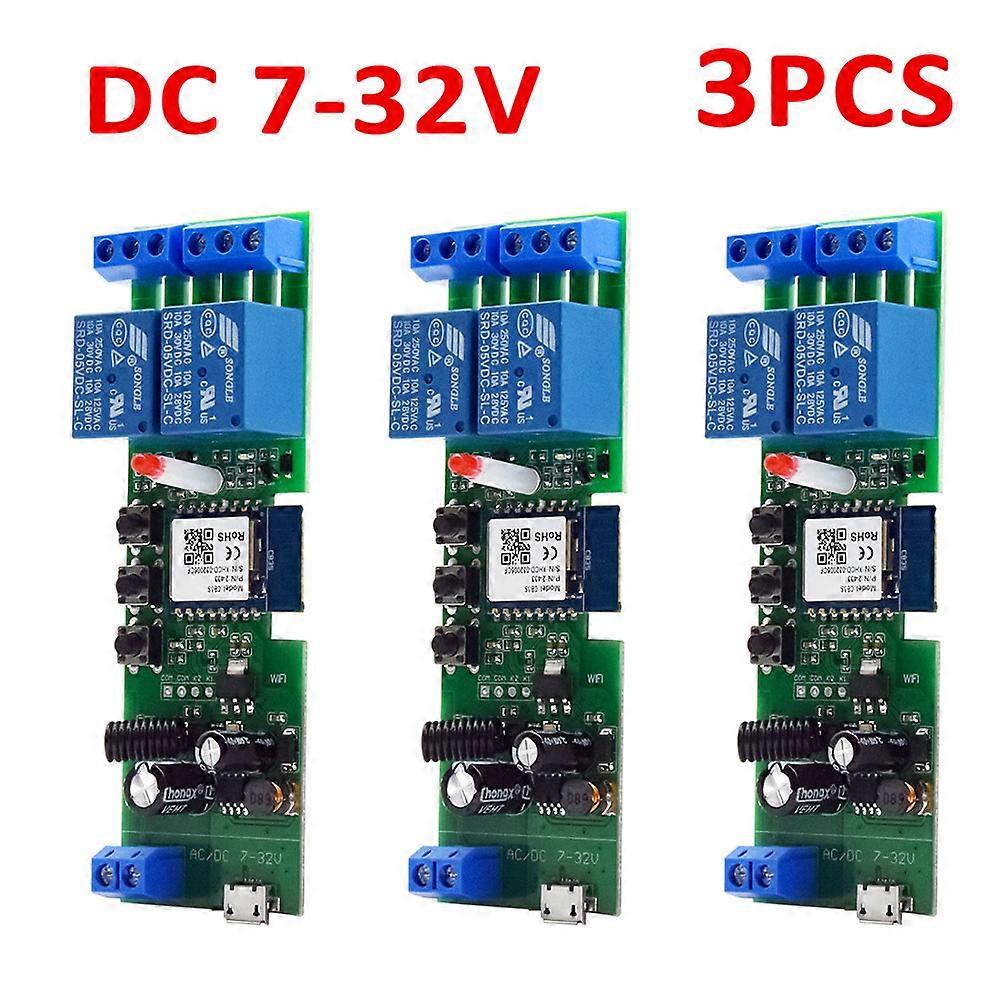 3PCS Tuya Relay WIFI Module Receiver AC/DC 85-250V 7-32V DIY Light Switch Smartlife APP Alexa Voice Controller