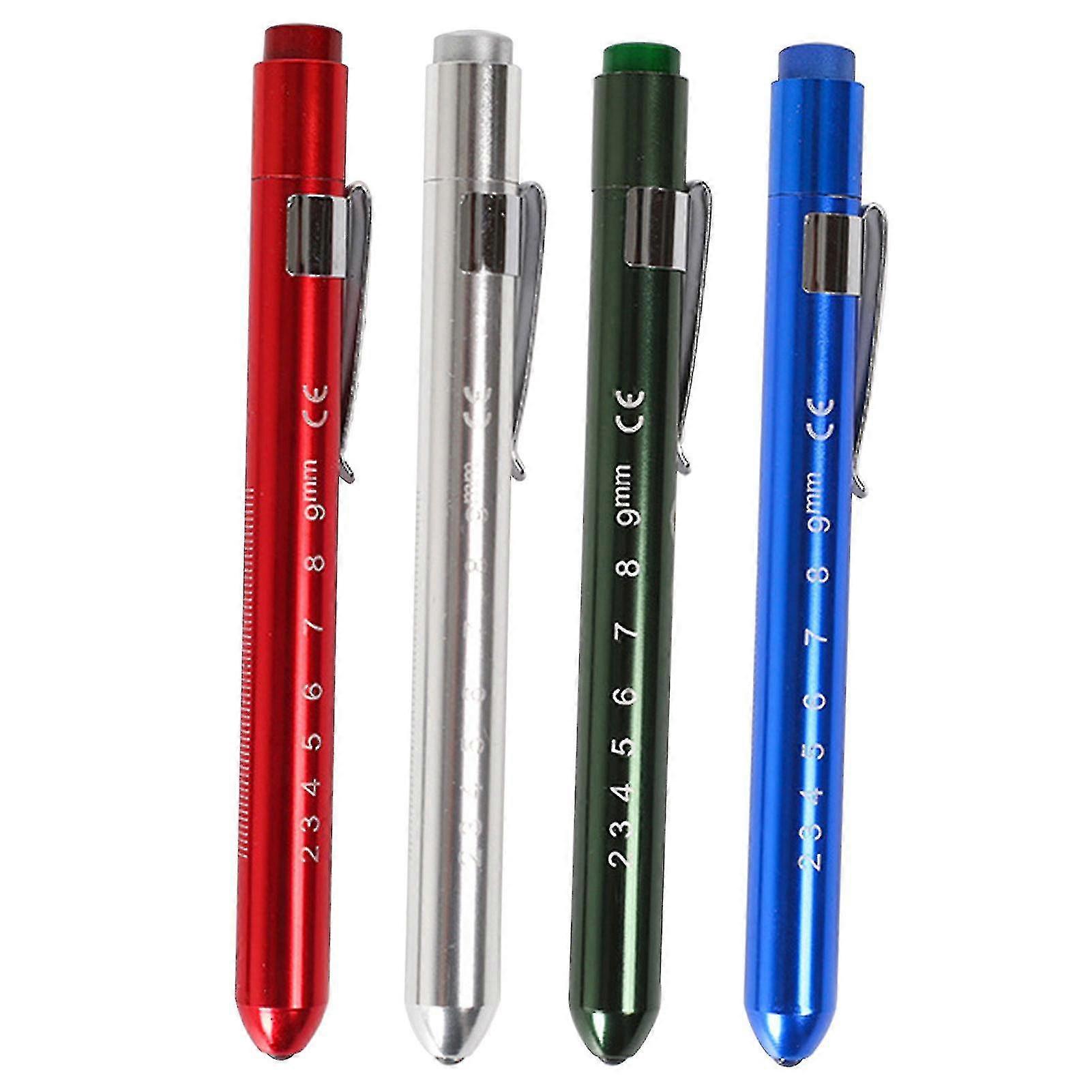 4pcs With Clip Anti Lost Pen Shape LED Flashlight Diagnostic Light Mini Portable