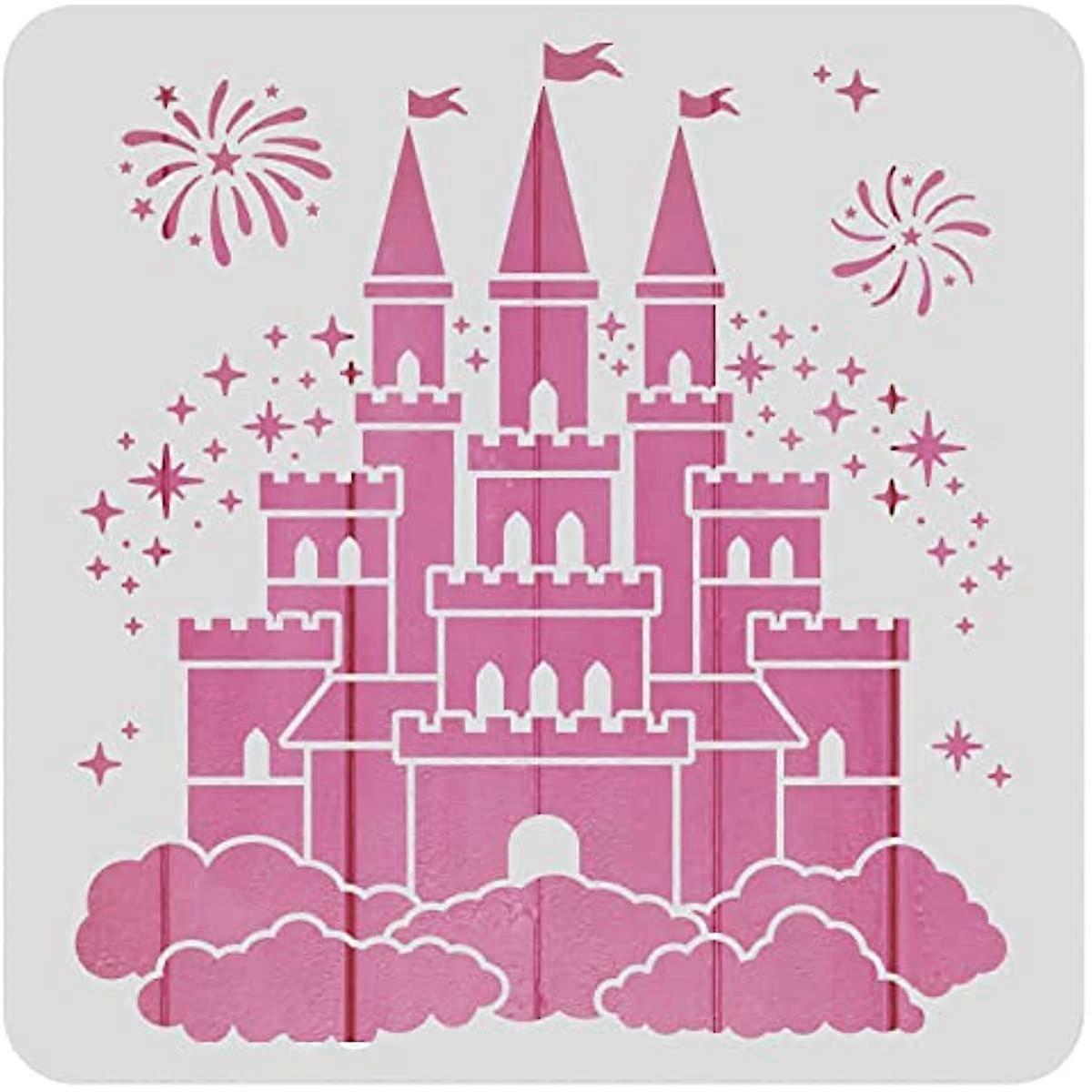 Castle Plastic Painting Stencil Star Firework Pattern Craft Template DIY Art Craft Stencil