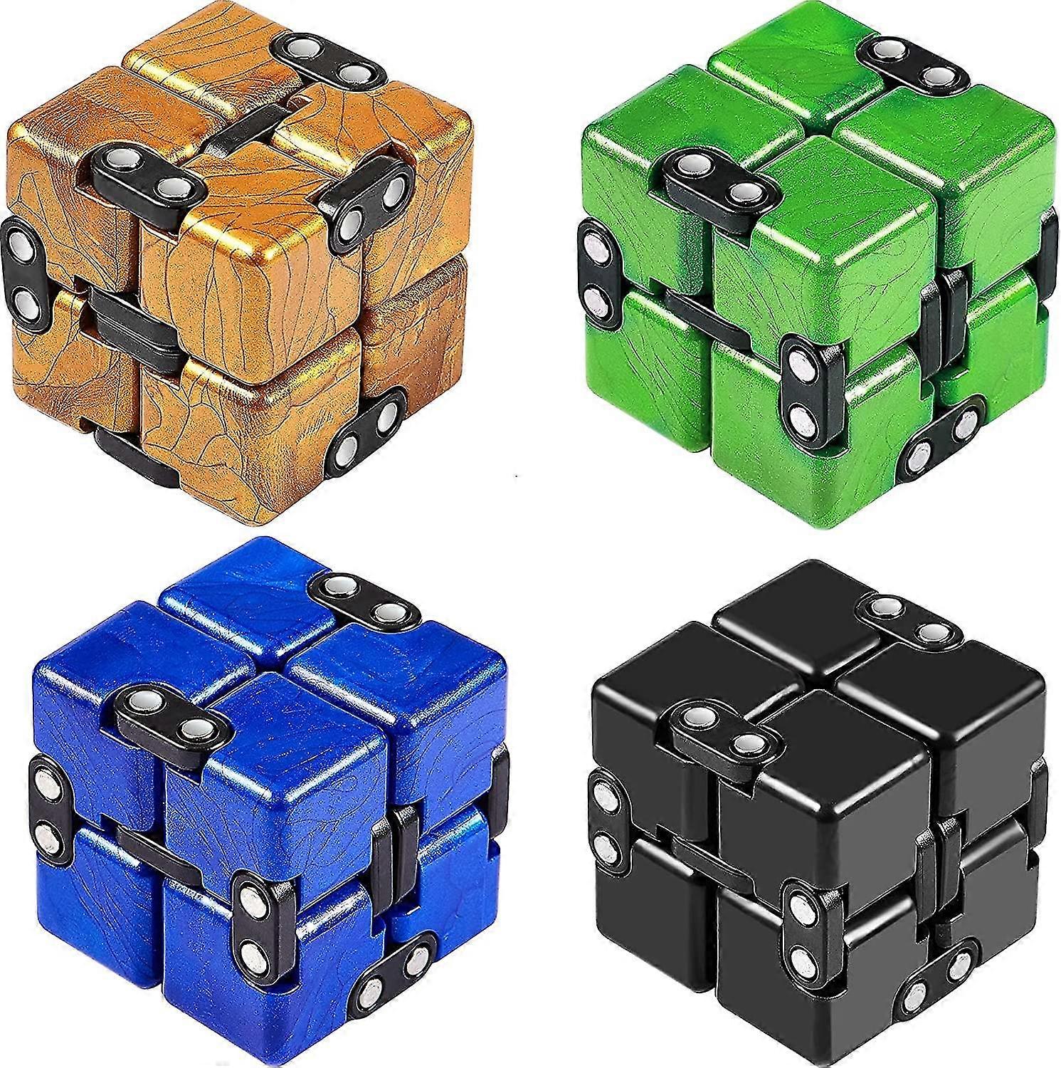 4 Pieces Infinity Cube Fidget Toys Prime Mini Infinity Cube Desk Toy Abs Cube Toys For Kill Time, Stress