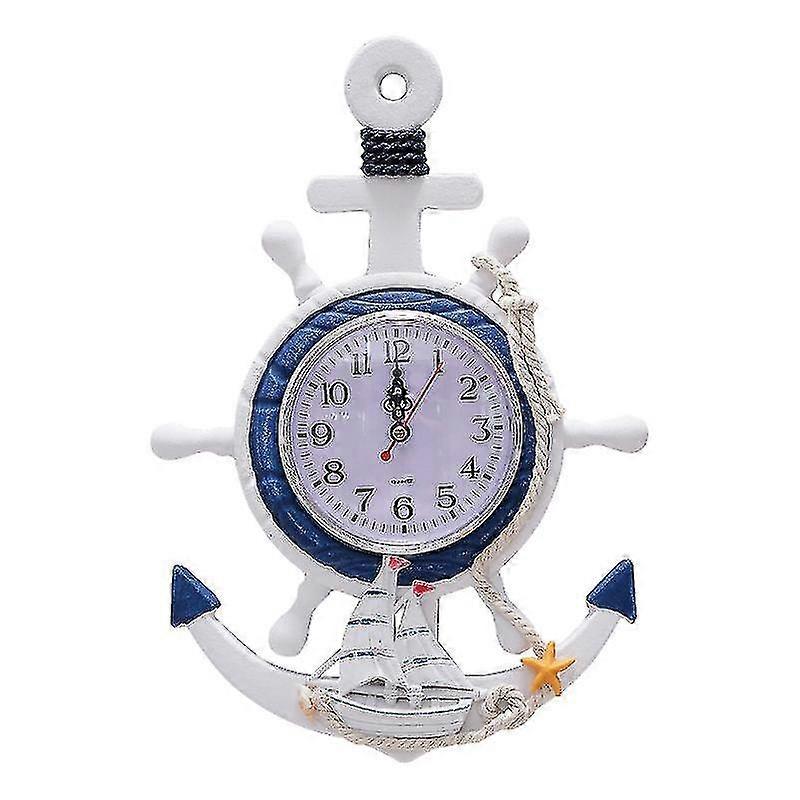 Blue And White Anchor Creative Wall Clock (type B) Happy H