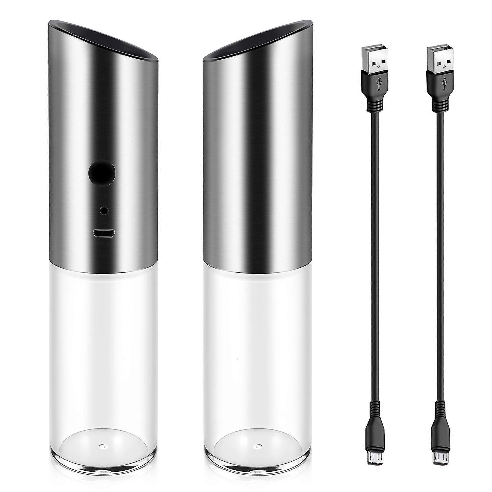 2 db USB elektromos só- és borsdaráló készlet, só- és borsmalom állítható durvasággal, 170ML, Ea