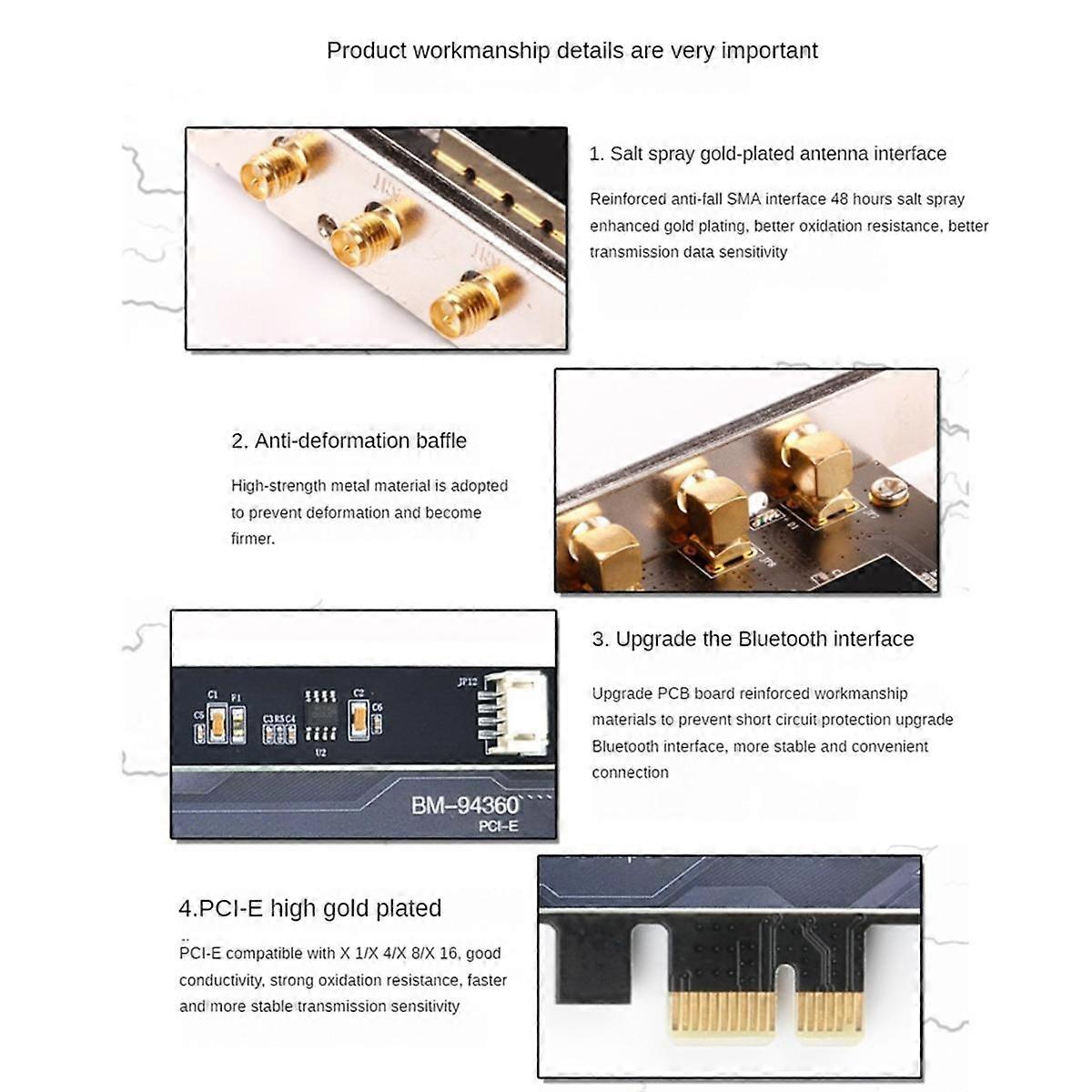 PCIE Wifi Network Card BCM94360 2.4G/5G DUAL BAND Network Card Bluetooth 4.1 Pci-E X1 Desktop Wirel
