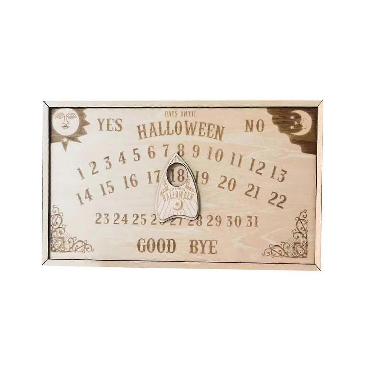 Countdown Halloween Calendar with Magnetic Wooden Spaceship Block, Halloween Calendar Moving Wooden