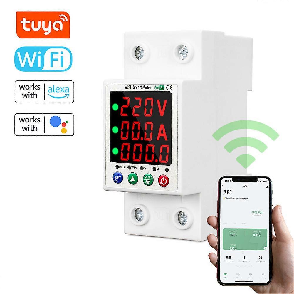 Tuya WiFi Automatic Reclosure Protector Intelligent Metering Breaker Digital Display Reclosing Switch Overload Overvoltage Undervoltage Current Limiti