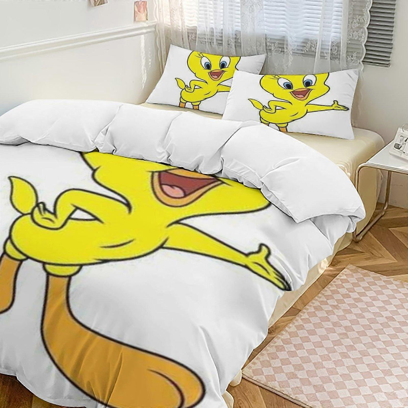 c486 TweetyBird 2 letto copripiumino set di biancheria da letto in microfibra set di trapunte leggere da 3 pezzi, 1 copripiumino e 2 cuscini per bambini ee486
