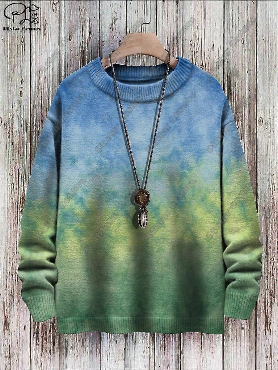 PLstar Cosmos new 3D printing retro pattern series Christmas warm ugly sweater street casual unisex winter sweater F-4