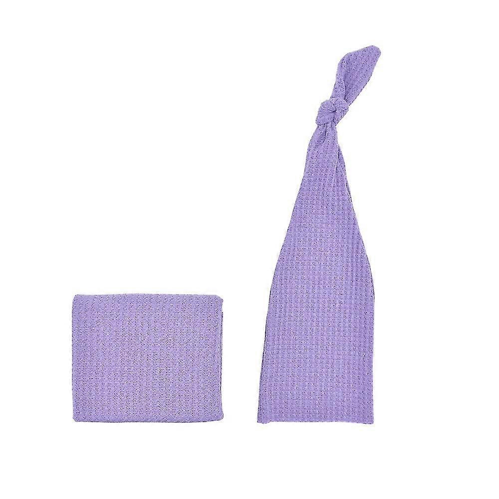 طقم قبعة ولفائف تصوير حديثي الولادة قطعتين (بنفسجي) 2 قطعة