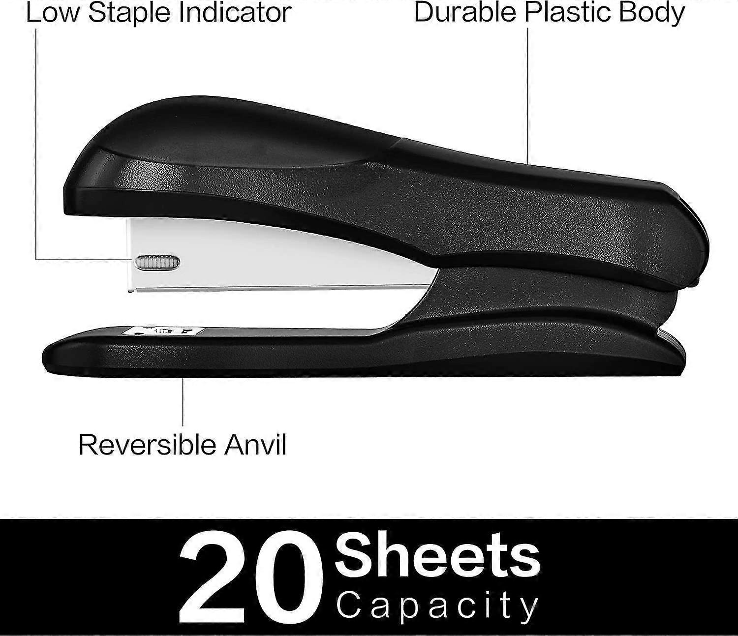 Stapler Value Pack, Desktop Standard Staplers, 20 Sheet Capacity, Includes Staples & Staple Remover, Black1pcs