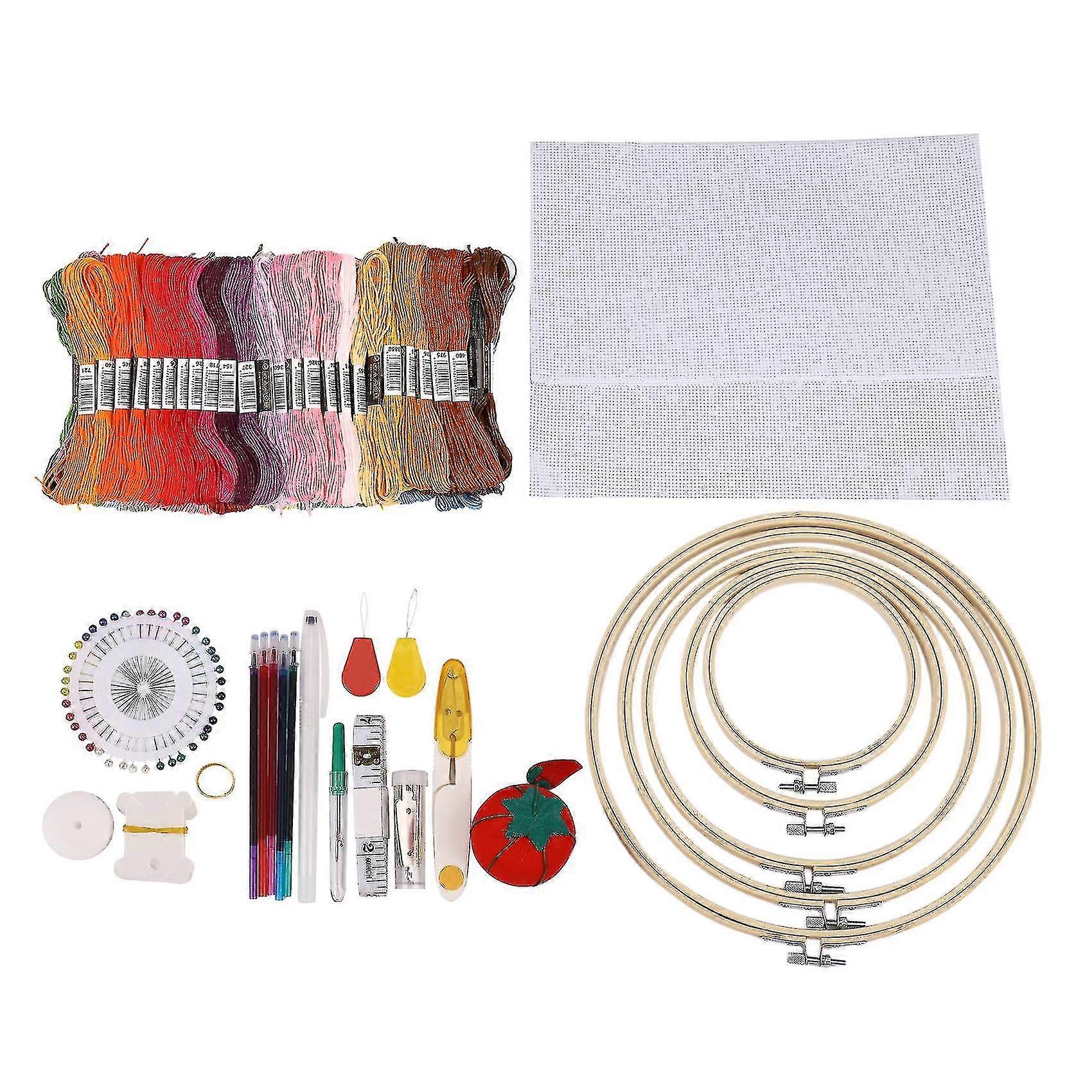 205 Pcs Embroidery Starter Kit,for Cross Stitch With Instruction