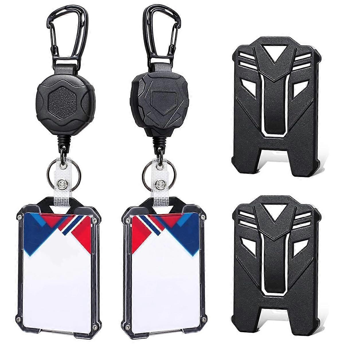 Porte-badge rétractable et mousqueton robuste porte-clés tactique ID Badge Bobine avec rétractation 32 pouces