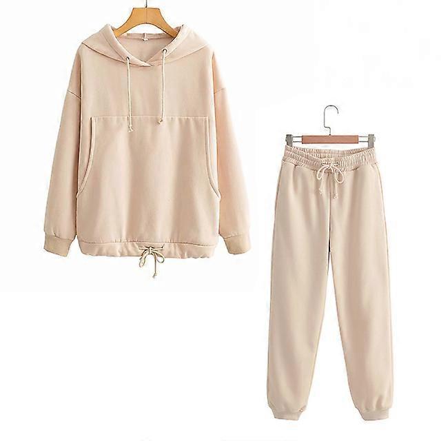 Womens Solid Casual Sets Pockets Hoodies