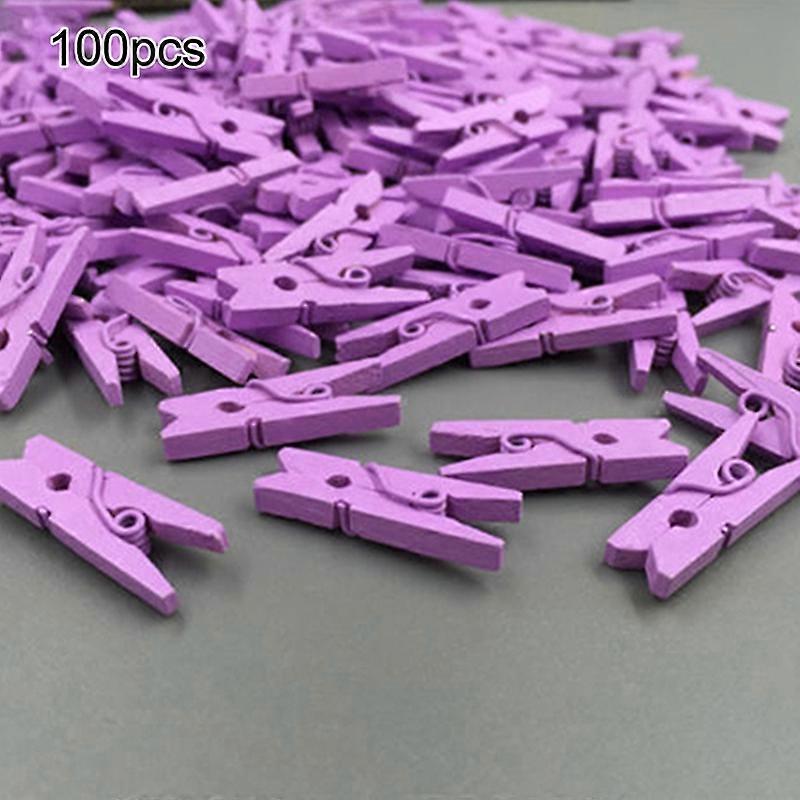 100Pcs Mini Multicolor Wooden Clothes Photo Paper Peg Clothespin Craft Clips KAESI