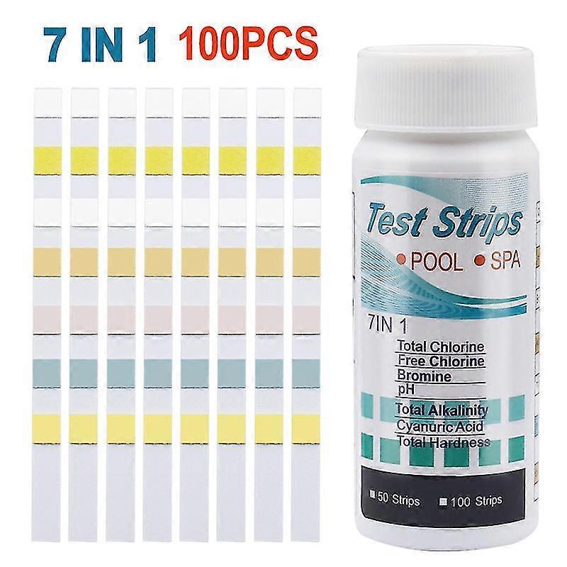 7 In 1 Pool Test Strips, 100pcs Hot Tub Ph Test Strips, Water Quality Testing Strips For Swimming Pool & Spa Test, Quick Detect For Ph, Total Chlorine