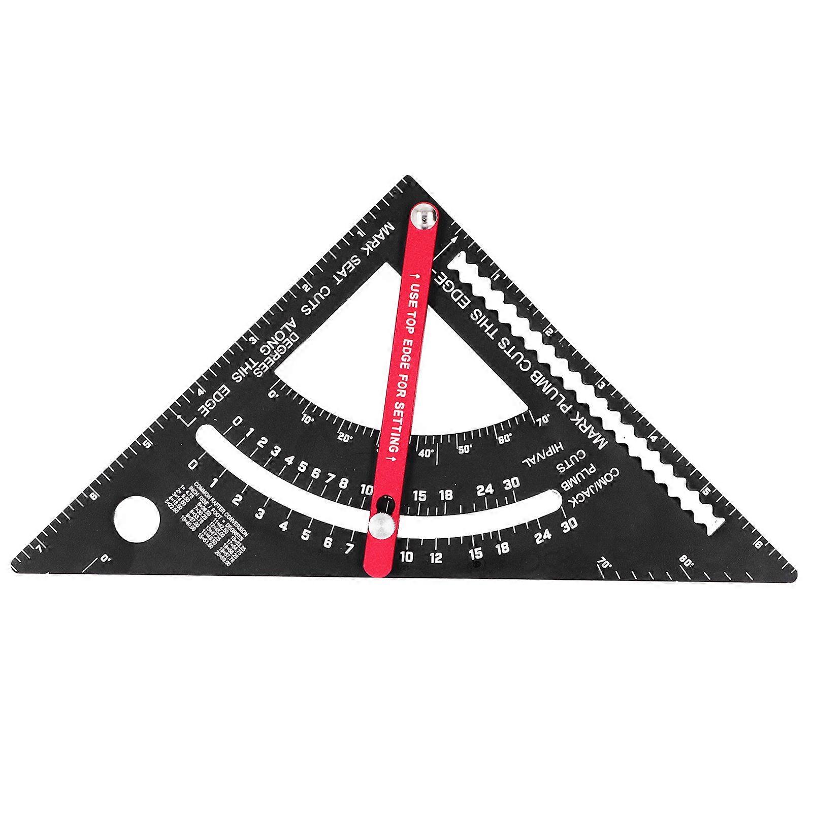Woodworking Triangle Ruler Aluminum Alloy Accurate Laser Scale Triangle Ruler with Goniometer 7in