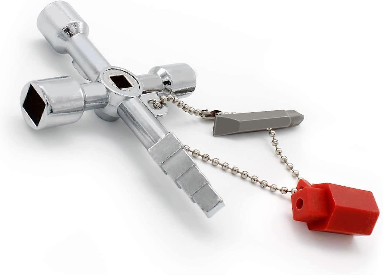 Universal cross key, practical 4-way multifunction key, silver switch cabinet key, for water and ele