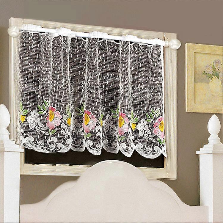 Embroidered Cafe Curtains for Kitchen Curtains Valance for Windows Tier Curtain for Kitchen Small Windows 36 x 18 Inch